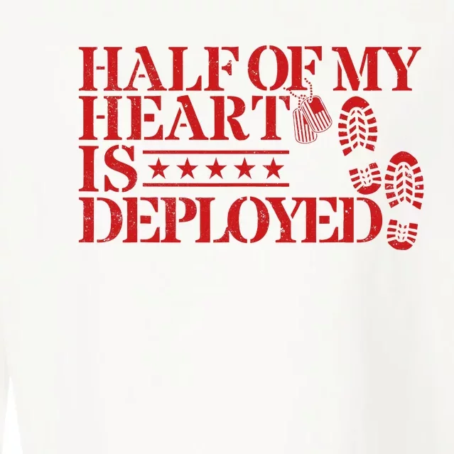 Half Of My Heart Is Deployed Husband Wife Deployment Cropped Pullover Crew