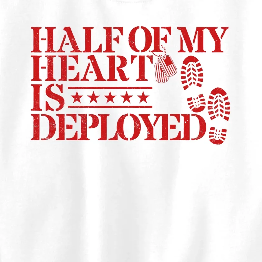 Half Of My Heart Is Deployed Husband Wife Deployment Kids Sweatshirt