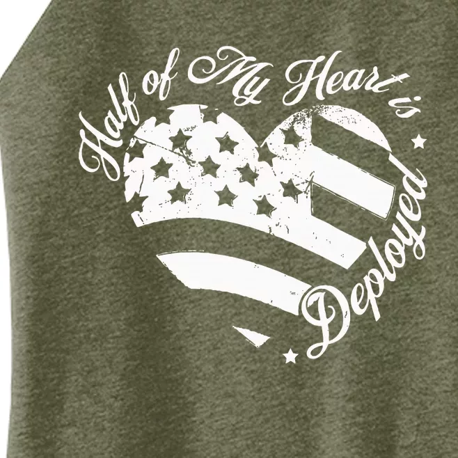 Half Of My Heart Is Deployed Husband Wife Deployment Gifts Women’s Perfect Tri Rocker Tank