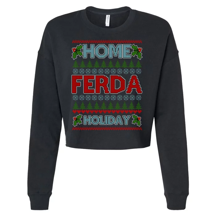 Home Freda Holiday Ugly Christmas Sweater Cropped Pullover Crew