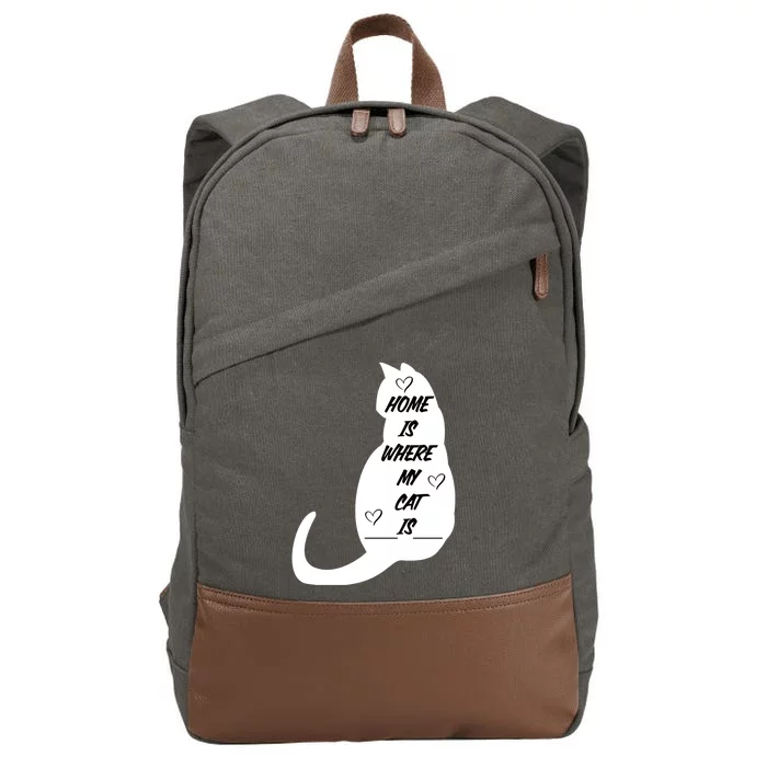 Home Is Where My Cat Is Funny Cotton Canvas Backpack