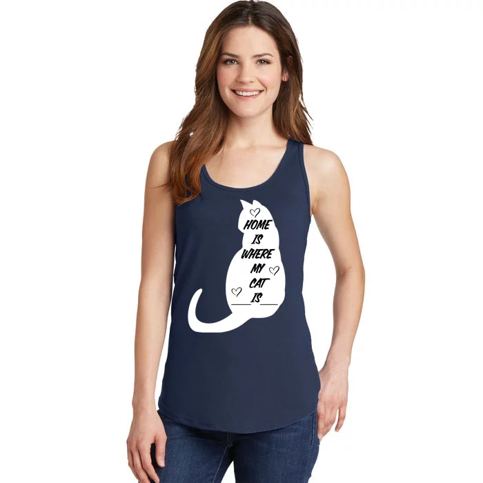 Home Is Where My Cat Is Funny Ladies Essential Tank