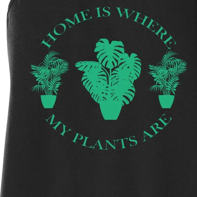 Home Is Where My Plants Are Funny Medical Marijuana Women's Racerback Tank