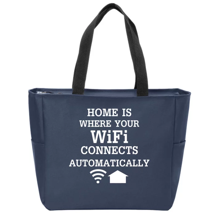 Home Is Where Wifi Connects Automatically Zip Tote Bag