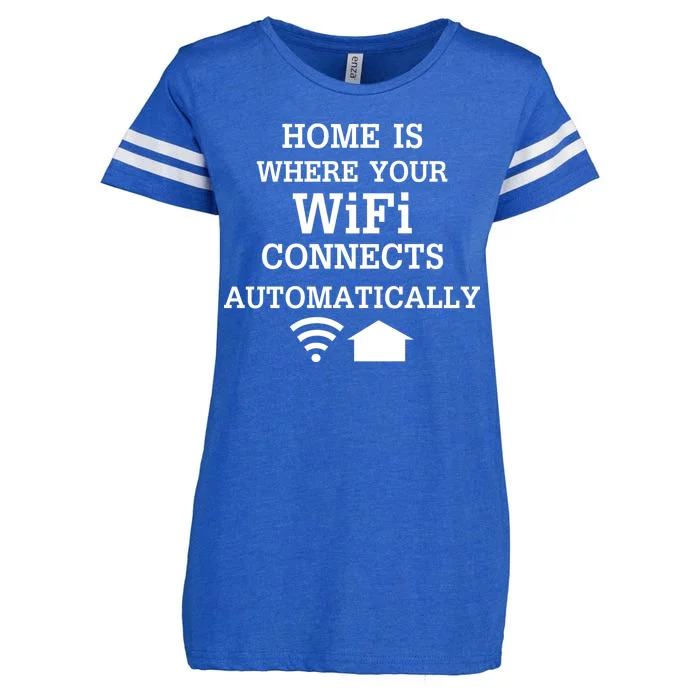 Home Is Where Wifi Connects Automatically Enza Ladies Jersey Football T-Shirt