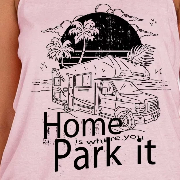 Home Is Where You Park It Women's Knotted Racerback Tank