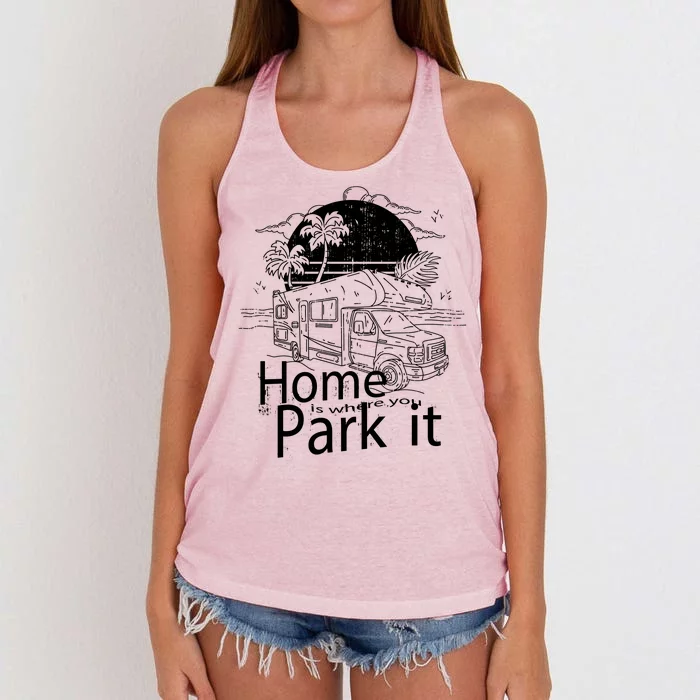 Home Is Where You Park It Women's Knotted Racerback Tank