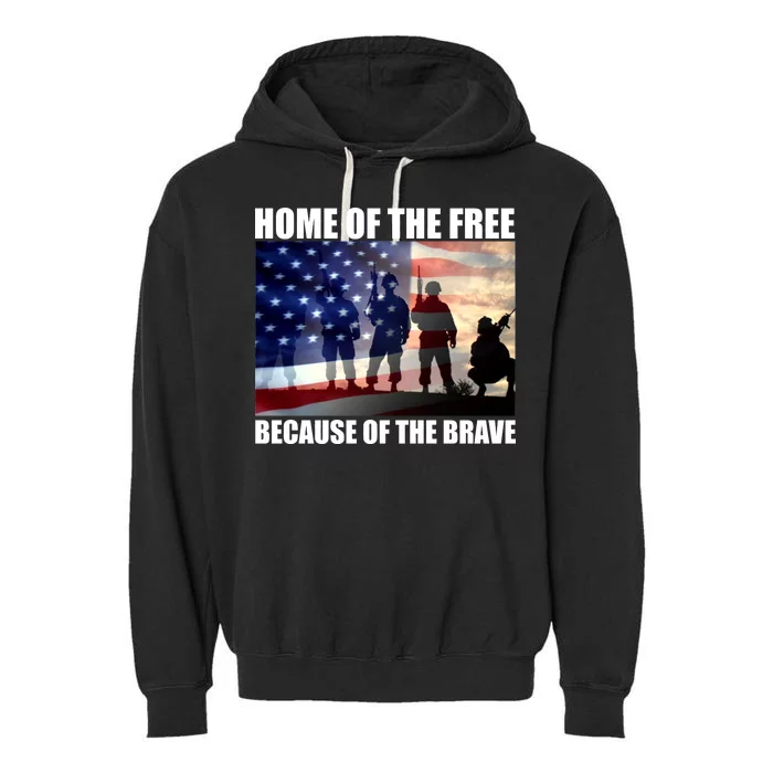 Home Of The Free Because Of The Brave Garment-Dyed Fleece Hoodie