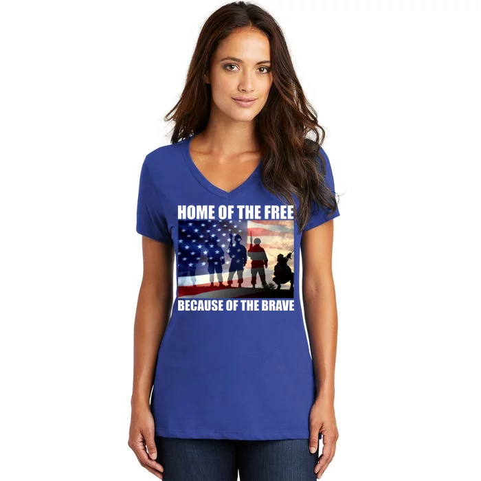 Home Of The Free Because Of The Brave Women's V-Neck T-Shirt