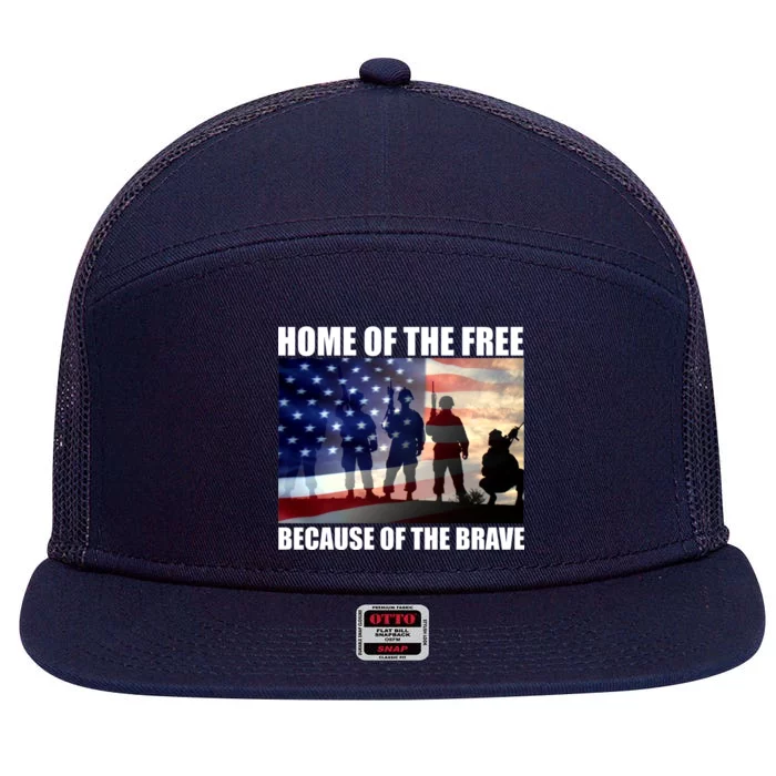 Home Of The Free Because Of The Brave 7 Panel Mesh Trucker Snapback Hat