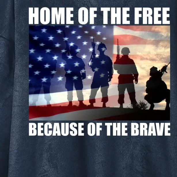 Home Of The Free Because Of The Brave Hooded Wearable Blanket