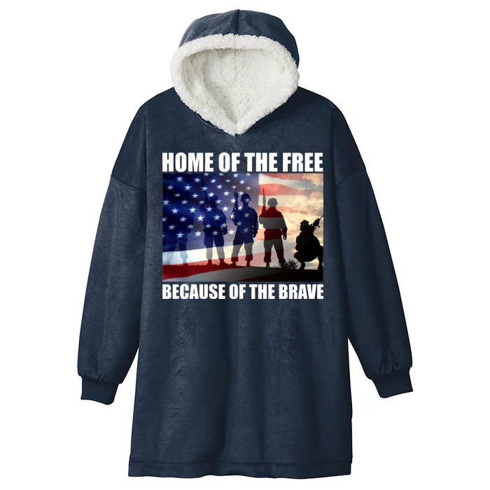 Home Of The Free Because Of The Brave Hooded Wearable Blanket