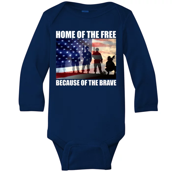 Home Of The Free Because Of The Brave Baby Long Sleeve Bodysuit