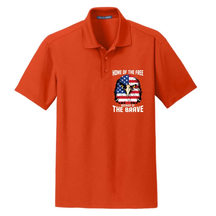 Home Of The Free Because Of The Brave Bald Eagle Dry Zone Grid Performance Polo