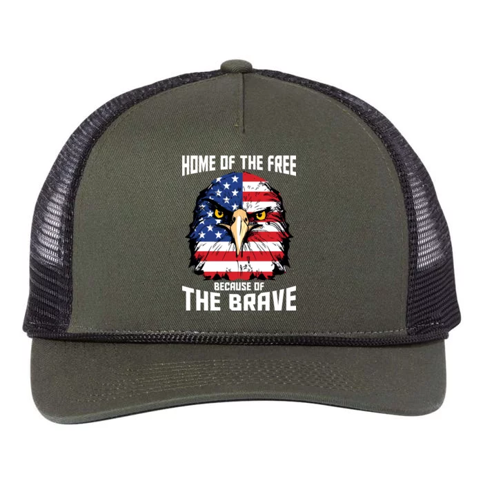 Home Of The Free Because Of The Brave Bald Eagle Retro Rope Trucker Hat Cap