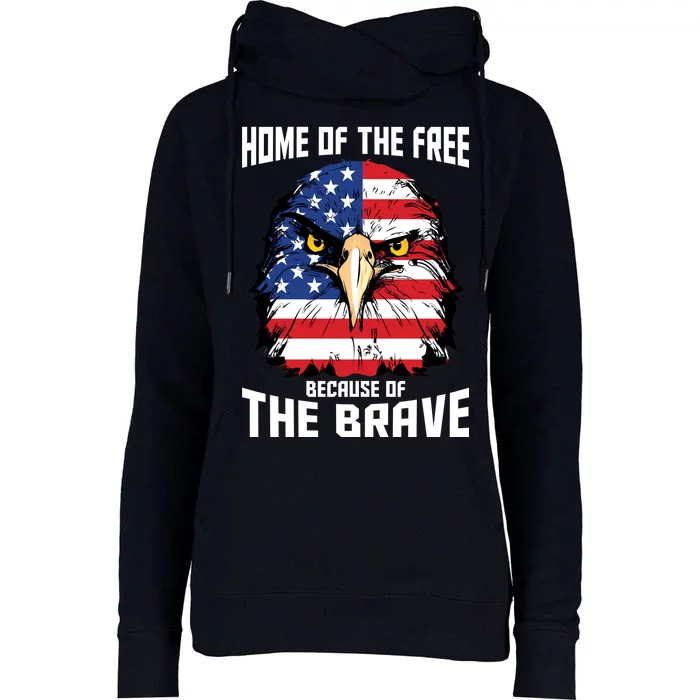 Home Of The Free Because Of The Brave Bald Eagle Womens Funnel Neck Pullover Hood