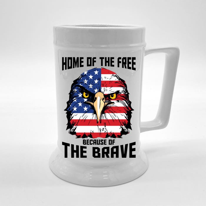 Home Of The Free Because Of The Brave Bald Eagle Front & Back Beer Stein