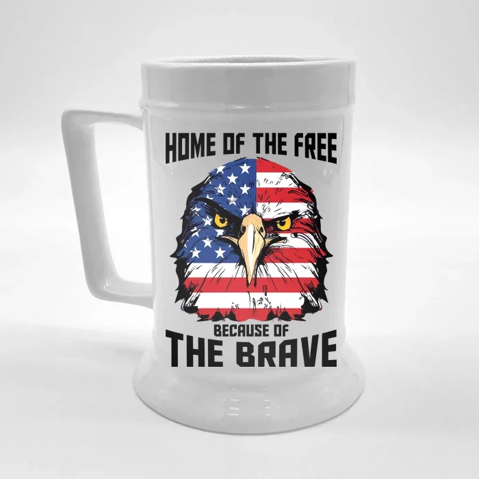 Home Of The Free Because Of The Brave Bald Eagle Front & Back Beer Stein