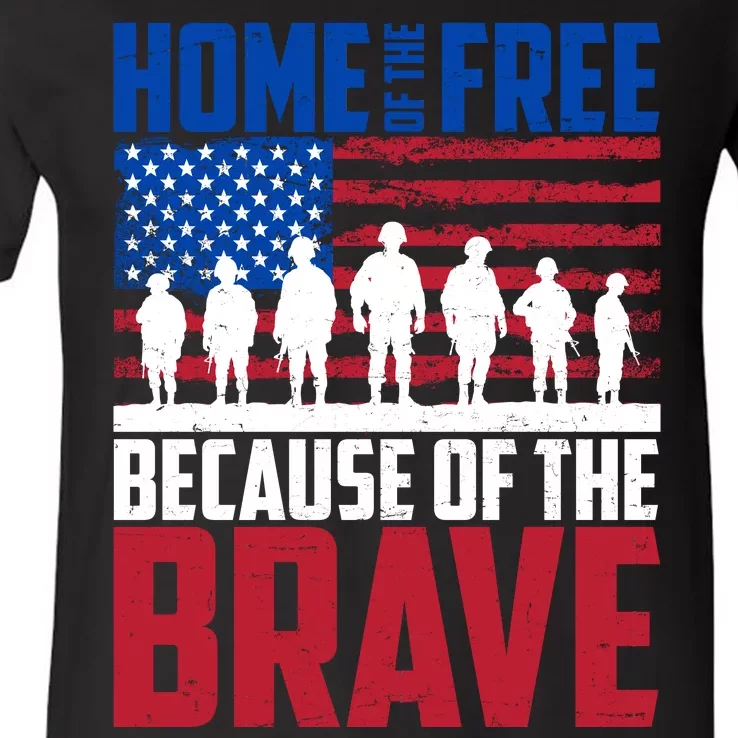 Home Of The Free Because Of The Brave Memorial Day V-Neck T-Shirt