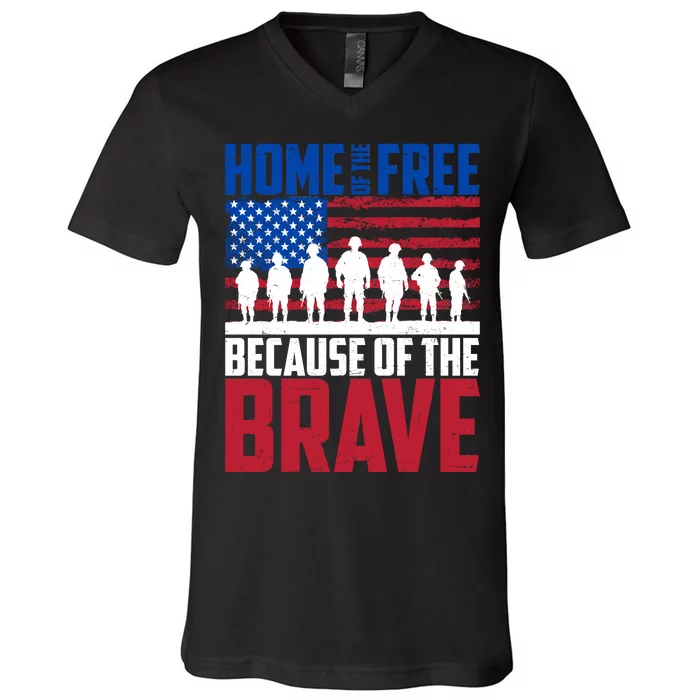 Home Of The Free Because Of The Brave Memorial Day V-Neck T-Shirt