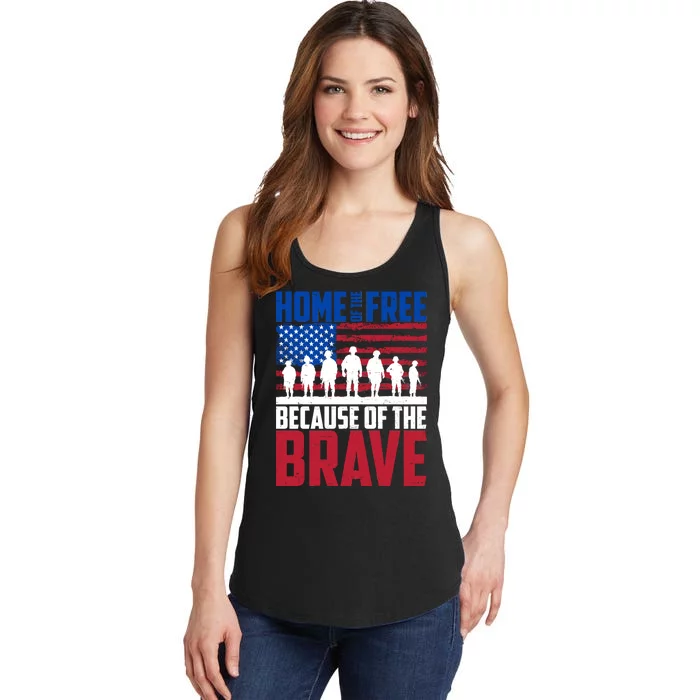 Home Of The Free Because Of The Brave Memorial Day Ladies Essential Tank