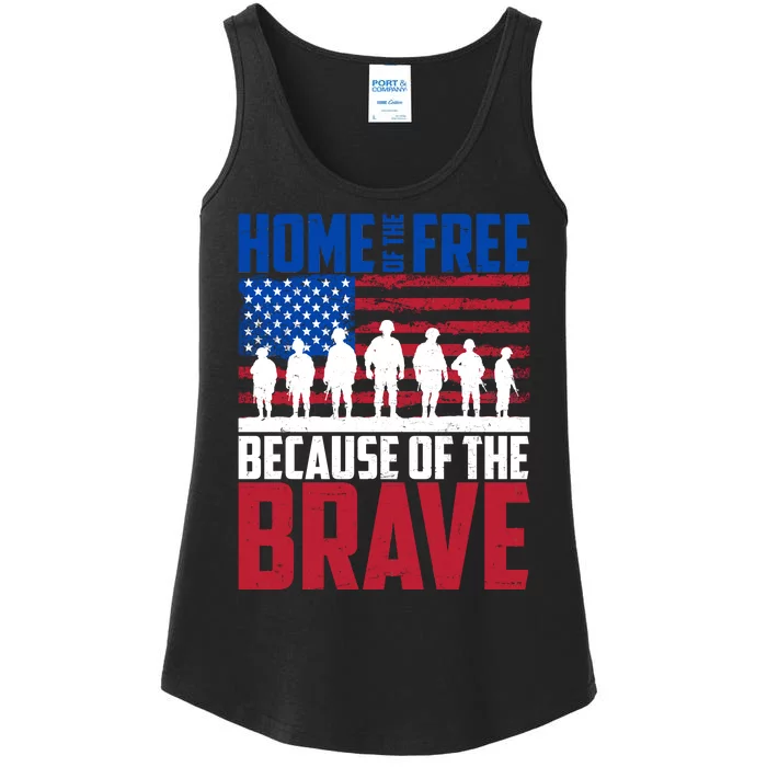 Home Of The Free Because Of The Brave Memorial Day Ladies Essential Tank