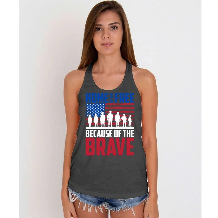 Home Of The Free Because Of The Brave Memorial Day Women's Knotted Racerback Tank