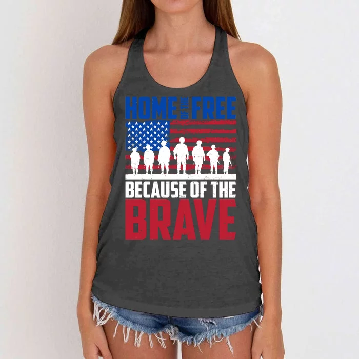 Home Of The Free Because Of The Brave Memorial Day Women's Knotted Racerback Tank