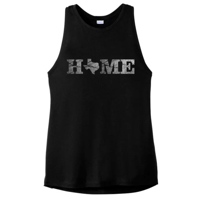 Home Texas State Map Stone Logo Ladies Tri-Blend Wicking Tank