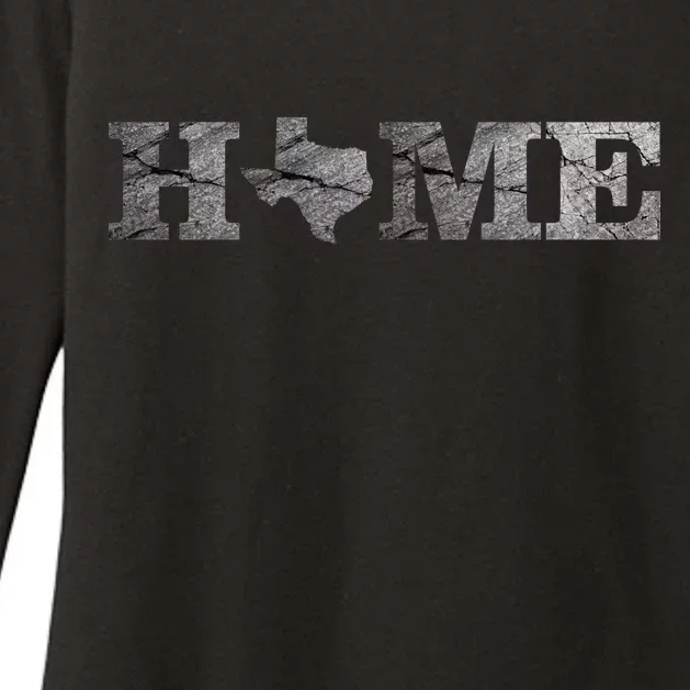 Home Texas State Map Stone Logo Womens CVC Long Sleeve Shirt