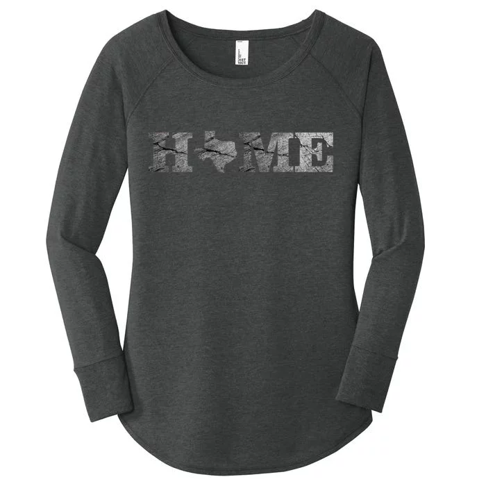 Home Texas State Map Stone Logo Women's Perfect Tri Tunic Long Sleeve Shirt