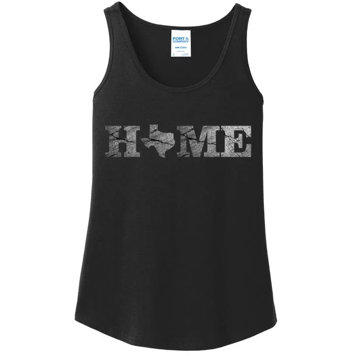 Home Texas State Map Stone Logo Ladies Essential Tank