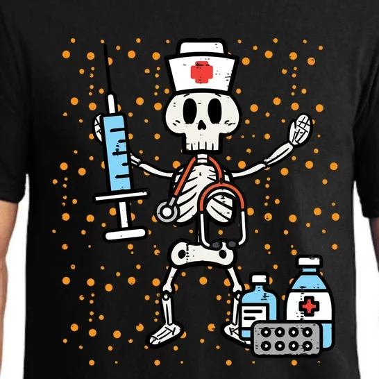 Halloween Orthopedic Nurse Skeleton Scrub Top Costume Gift Pajama Set