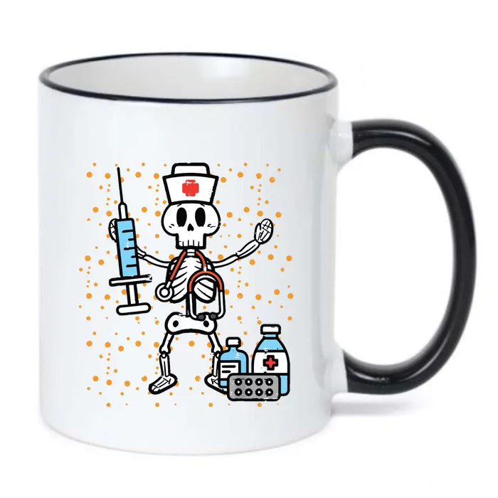 Halloween Orthopedic Nurse Skeleton Scrub Top Costume Women Black Color Changing Mug