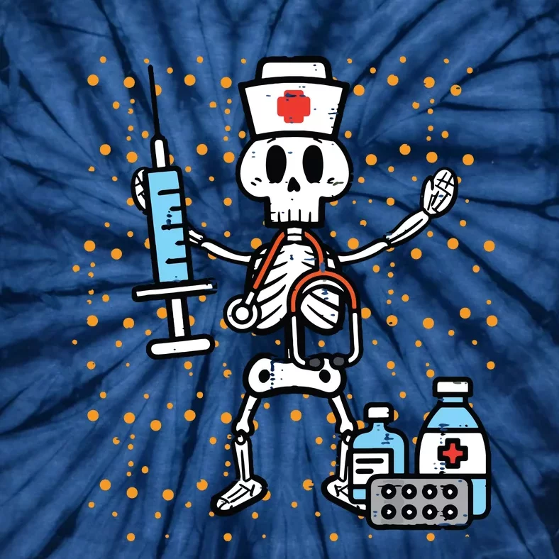 Halloween Orthopedic Nurse Skeleton Scrub Top Costume Women Tie-Dye T-Shirt