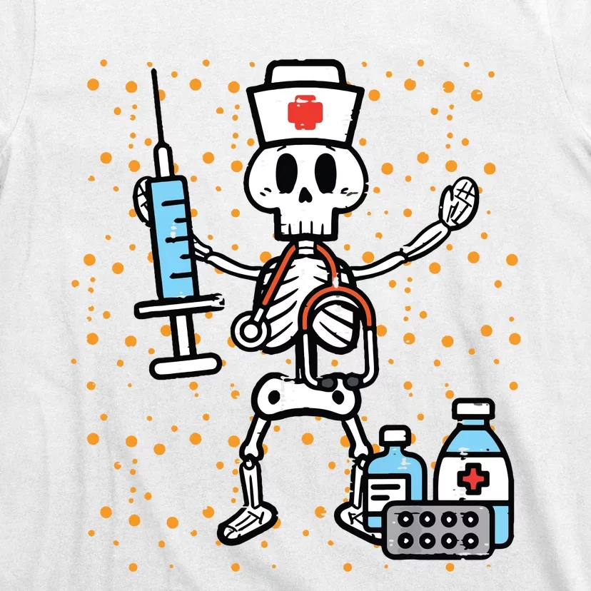 Halloween Orthopedic Nurse Skeleton Scrub Top Costume Women T-Shirt