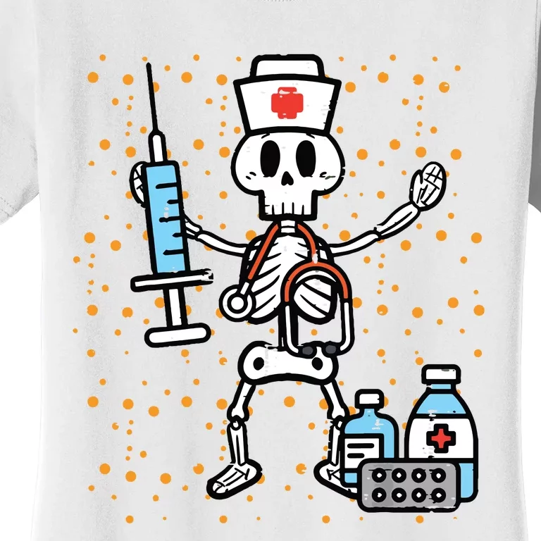 Halloween Orthopedic Nurse Skeleton Scrub Top Costume Women Women's T-Shirt