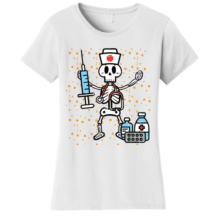 Halloween Orthopedic Nurse Skeleton Scrub Top Costume Women Women's T-Shirt