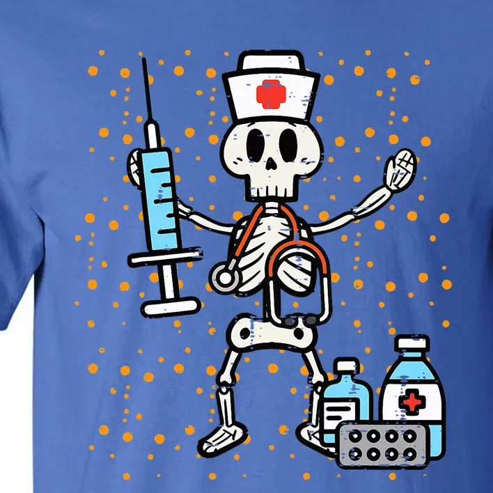 Halloween Orthopedic Nurse Skeleton Scrub Top Costume Tall T-Shirt