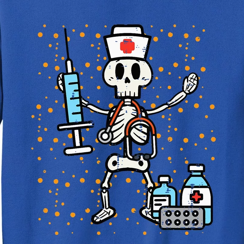 Halloween Orthopedic Nurse Skeleton Scrub Top Costume Tall Sweatshirt