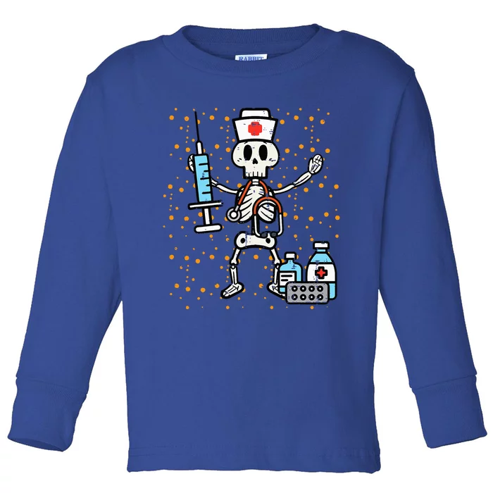 Halloween Orthopedic Nurse Skeleton Scrub Top Costume Toddler Long Sleeve Shirt