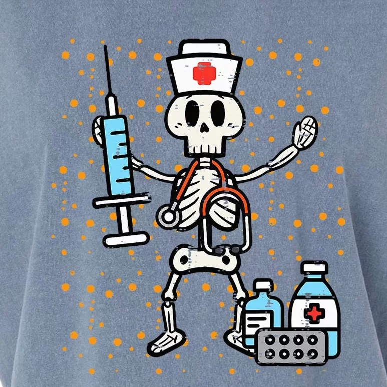 Halloween Orthopedic Nurse Skeleton Scrub Top Costume Garment-Dyed Women's Muscle Tee