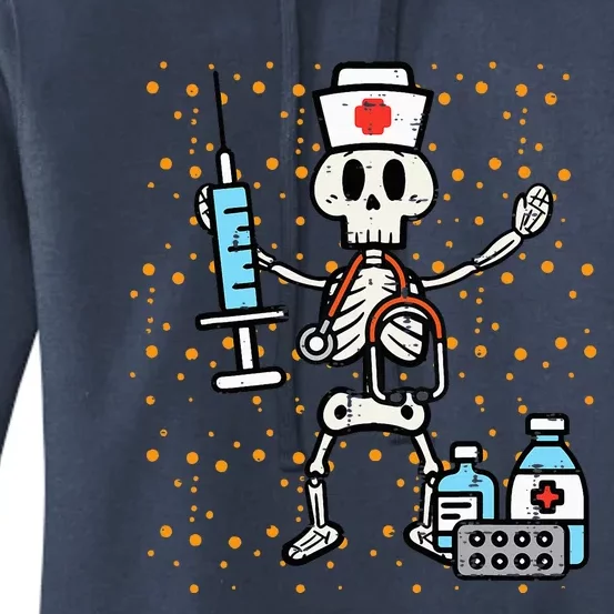 Halloween Orthopedic Nurse Skeleton Scrub Top Costume Women's Pullover Hoodie