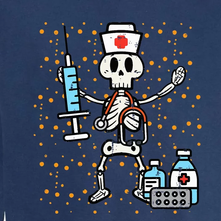 Halloween Orthopedic Nurse Skeleton Scrub Top Costume Garment-Dyed Sweatshirt