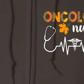 Heartbeat Oncology Nurse Fall Season Thanksgiving Full Zip Hoodie