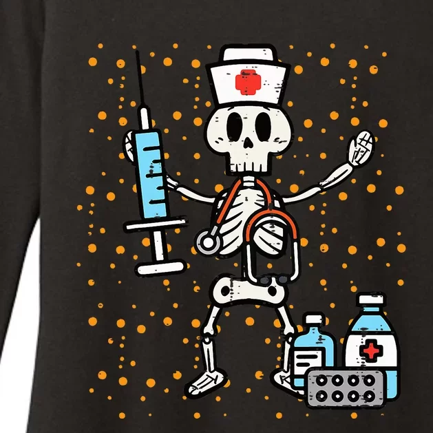 Halloween Orthopedic Nurse Skeleton Costume Womens CVC Long Sleeve Shirt