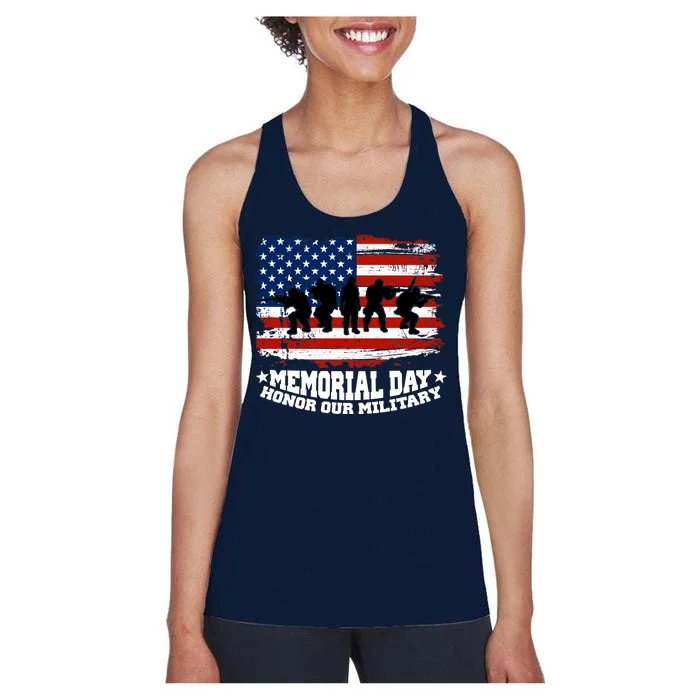 Honor Our Military  Memorial Day Women's Racerback Tank