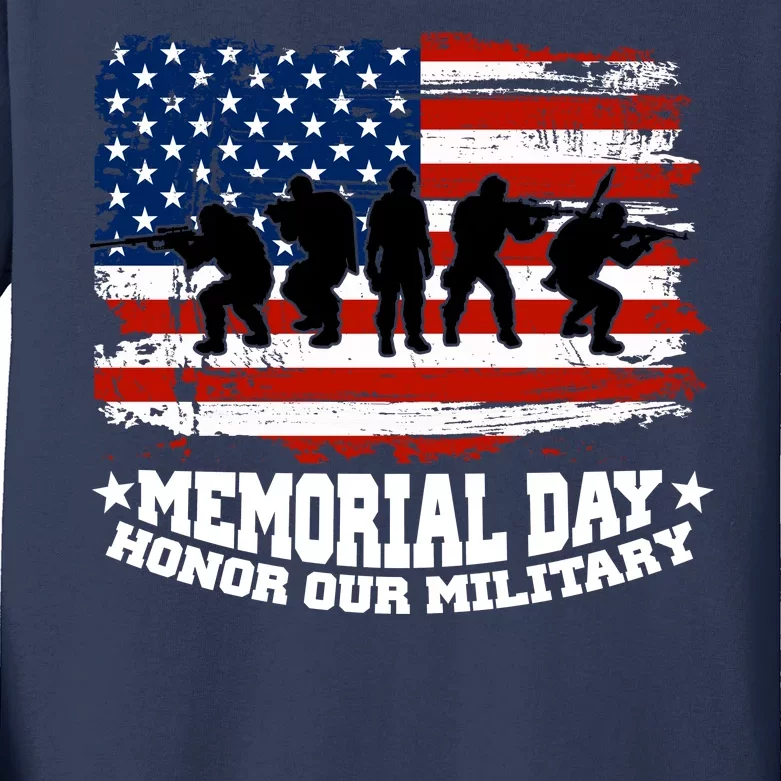 Honor Our Military  Memorial Day Kids Long Sleeve Shirt