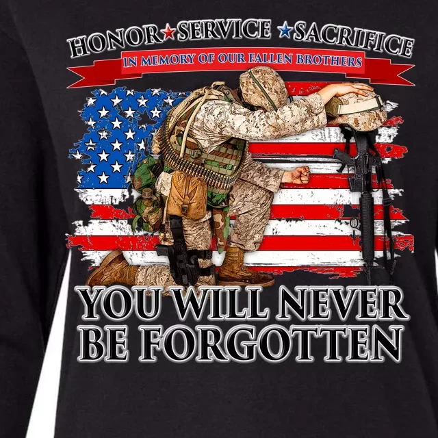 Honor Service Sacrifice You Will Never Be Forgotten Womens Cotton Relaxed Long Sleeve T-Shirt