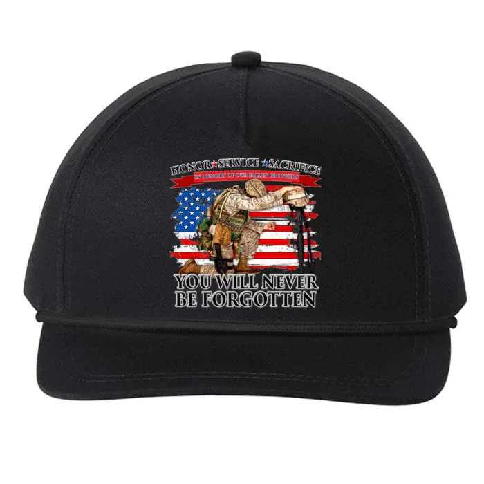 Honor Service Sacrifice You Will Never Be Forgotten Snapback Five-Panel Rope Hat